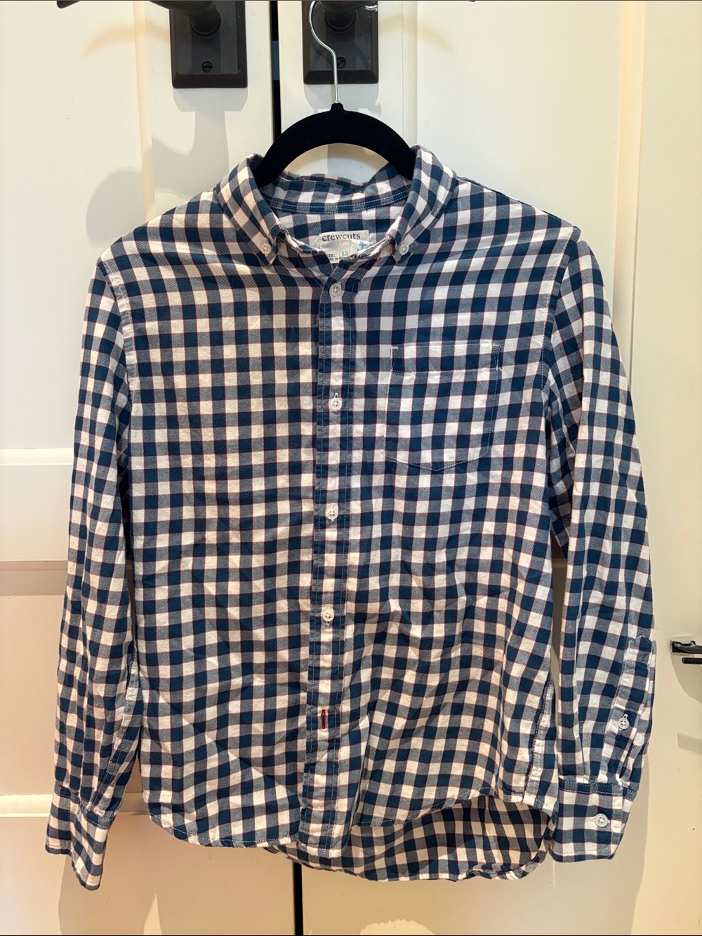 Crewcuts Boys Teal and White Gingham Button-Down Shirt